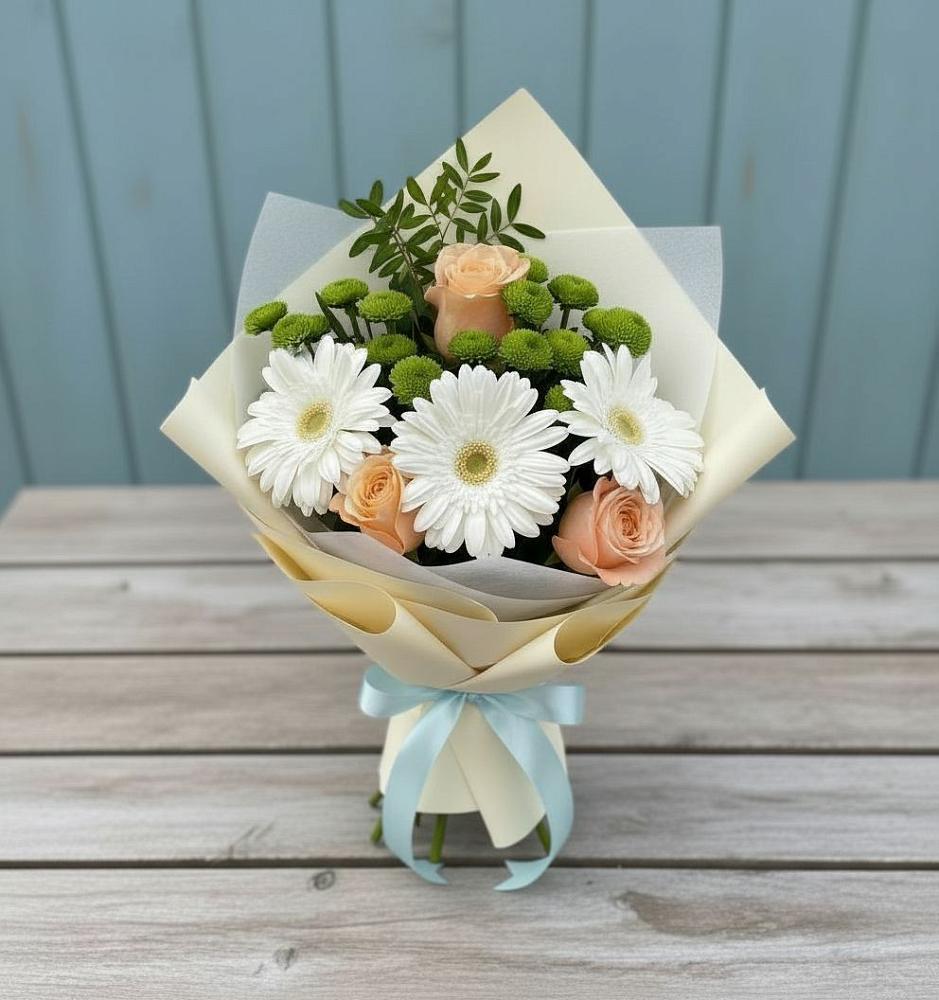 Букет цветов из: Герберы, Розы и Хризантемы в Елабуге