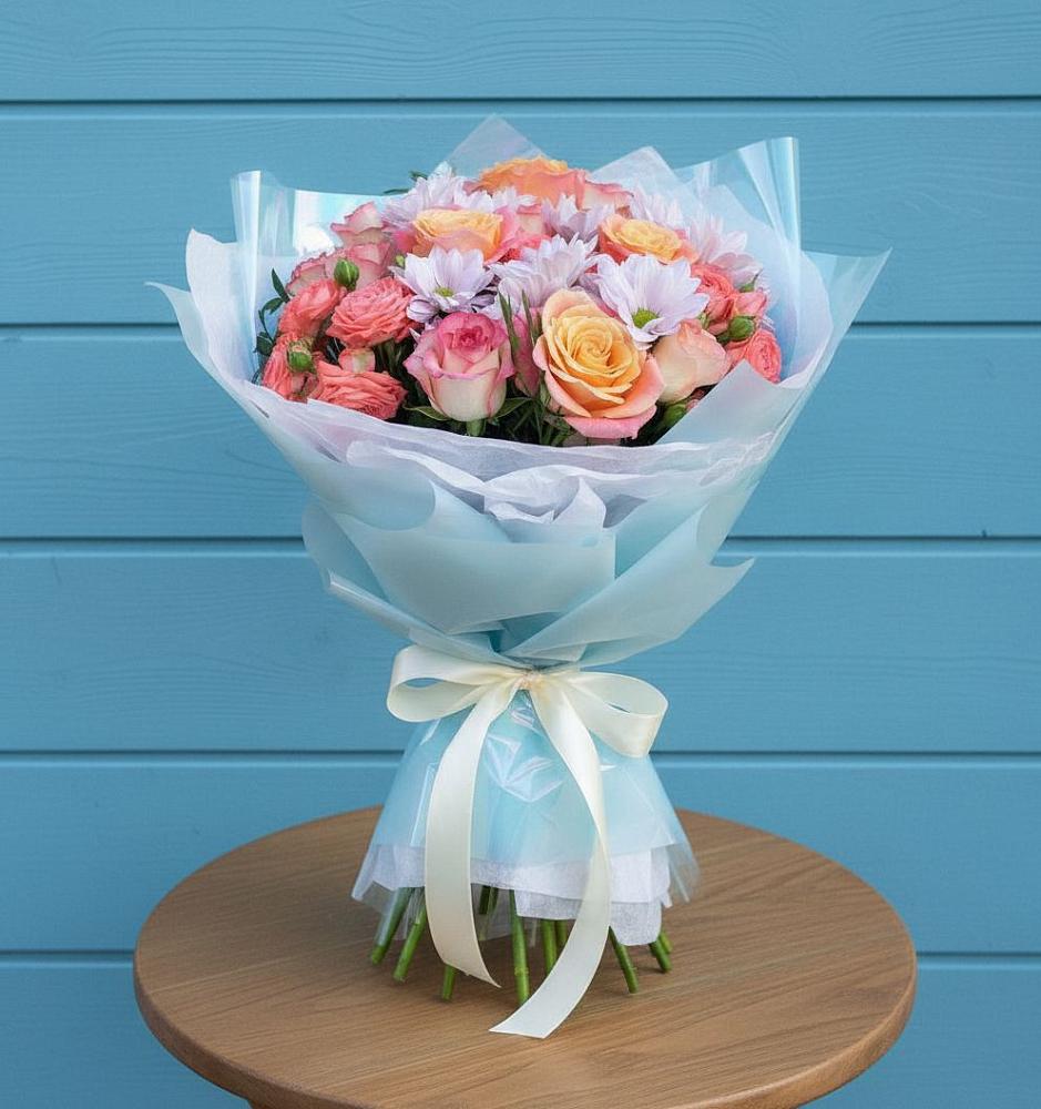 Букет цветов из: Хризантемы и Розы в Елабуге