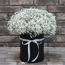 Цветочная композиция из Гипсофила в шляпной коробке в Елабуге